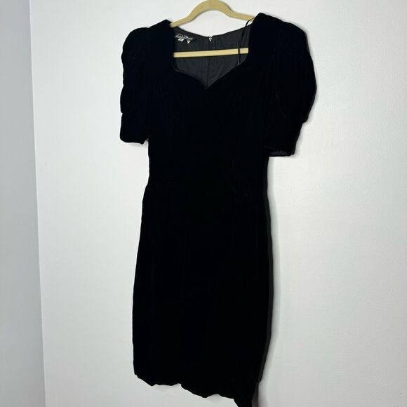 Vintage Erin Brook black velvet dress size 10 - Picture 3 of 7